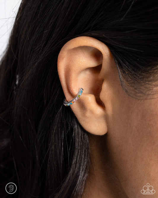 ear cuff multi colored gem stones